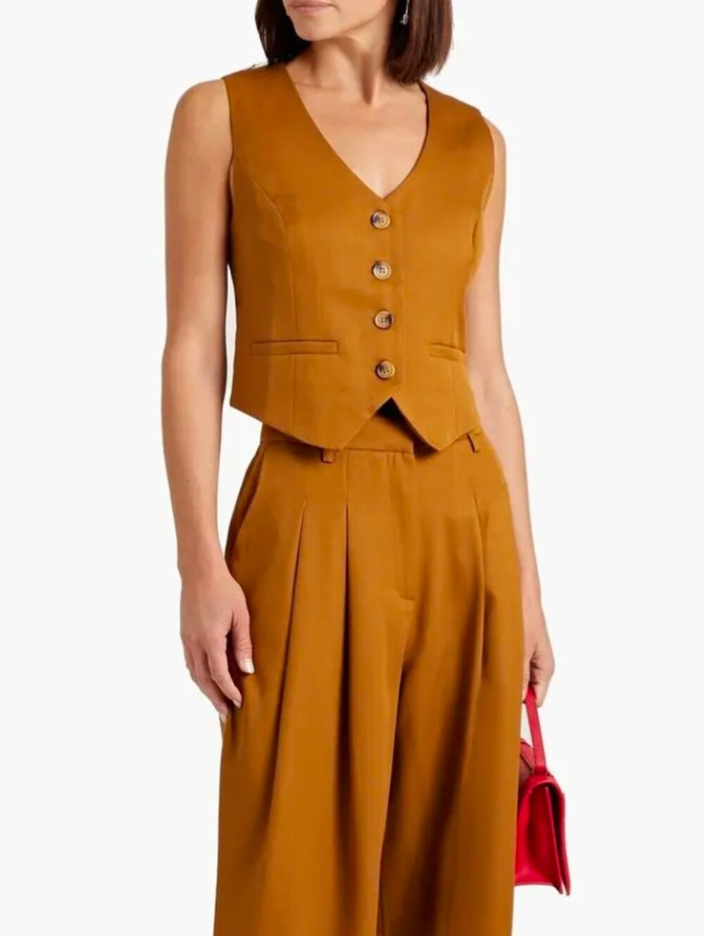 Walter Baker Luanna Crepe Vest Camel | Size M